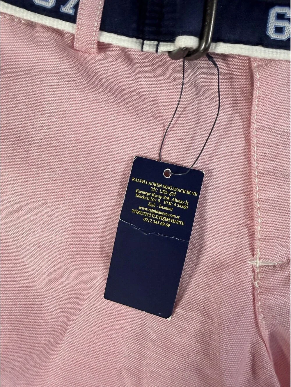NWT Polo Ralph Lauren Boys Stretch Oxford Belted Shorts Size 5 Pink Navy Belt 67